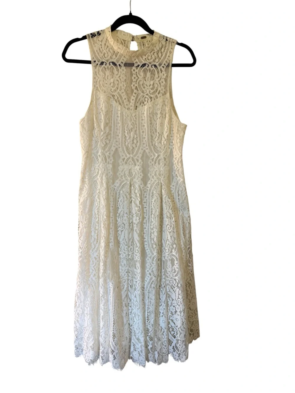 Free People White Lace Knee-Length Dress | Boho Cottagecore Wedding Bridal M